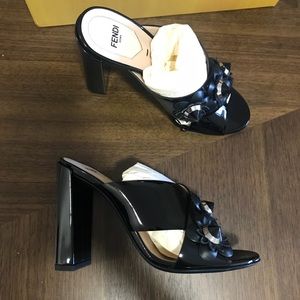 Fendi patent leather slide sandals
